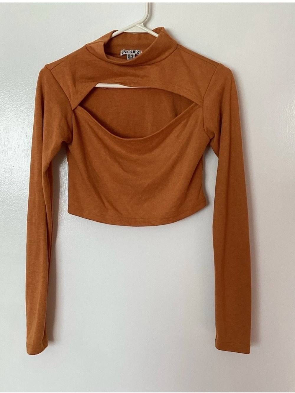 Unique 21  Rust Cutout Long-Sleeve Crop Top Size 8